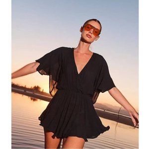 NWOT Free People Nerea black open back bell sleeve romper